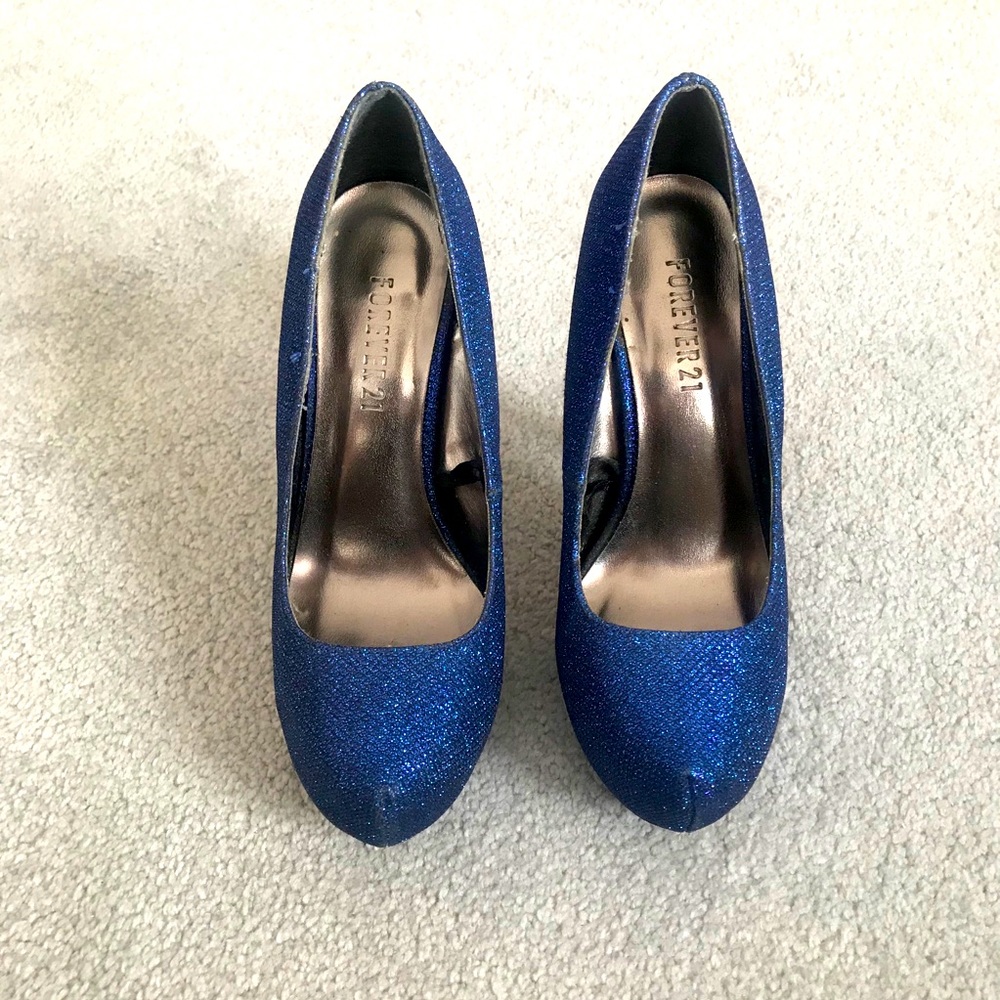 Sparkly Blue Platform High Heels